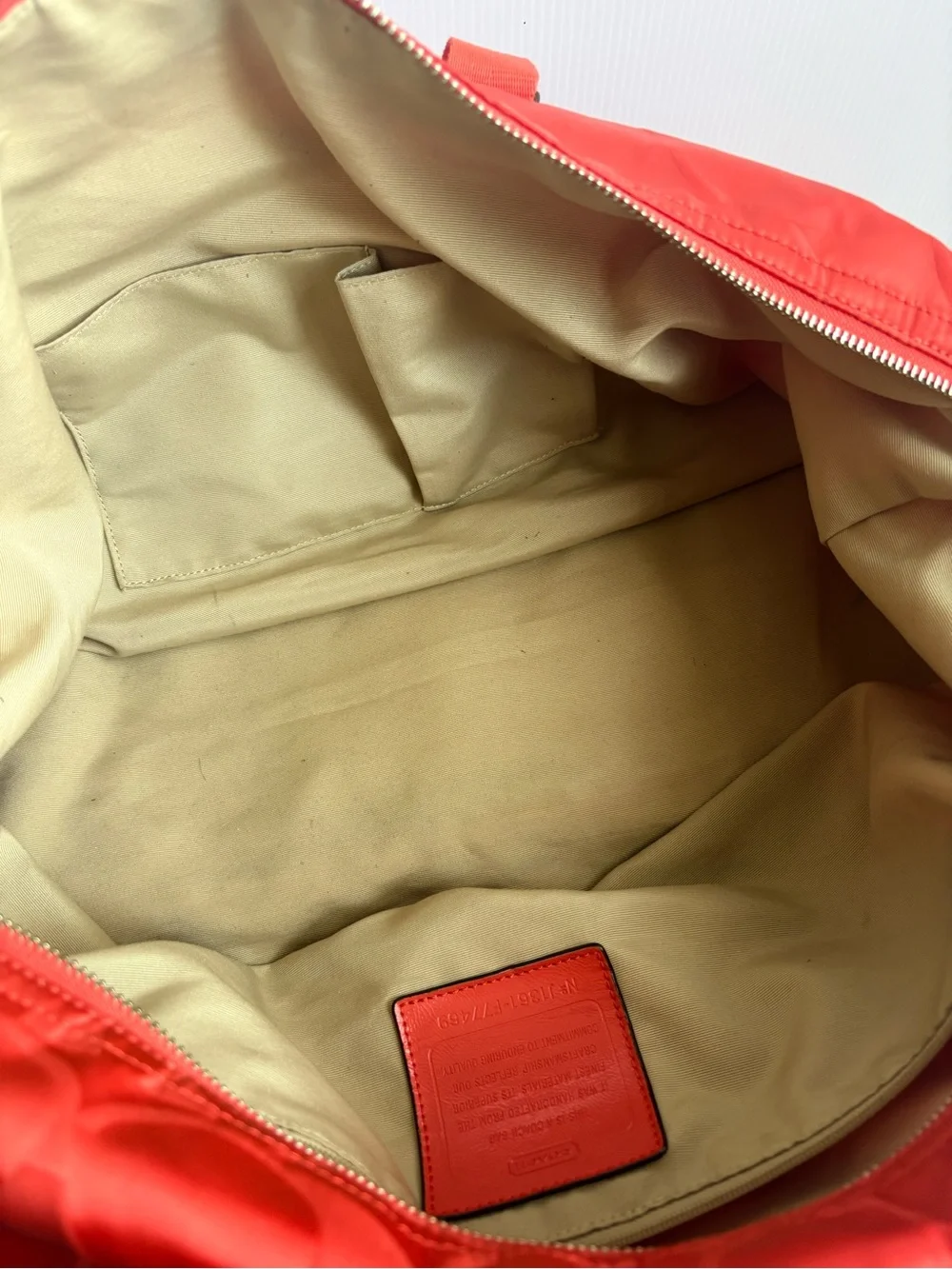 Coach Signature Hot Orange Nylon Travel Weekender Duffle Bag